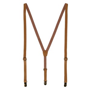 CTM Faux Leather Slim Clip-End Suspenders - 1 of 4