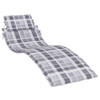 vidaXL Sun Lounger Cushion in Oxford Fabric - Comfortable, Durable and Water-Repellent, Gray Check Pattern, for Indoor and Outdoor Furniture