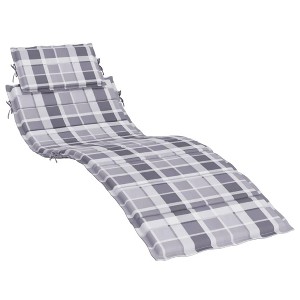 vidaXL Sun Lounger Cushion in Oxford Fabric - Comfortable, Durable and Water-Repellent, Gray Check Pattern, for Indoor and Outdoor Furniture - 1 of 4