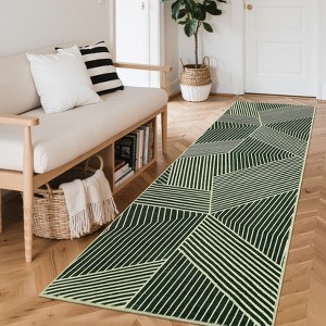 Area Rugs Modern Washable Rug Non-Slip Low Pile Geometric Striped Pattern Rug for Living Room Bedroom - 1 of 4