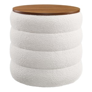 Modway Mezzo Round Boucle Fabric Storage Ottoman - 1 of 4