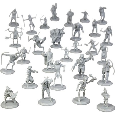 28 Paintable Fantasy Mini Figures- All Unique Designs- 1" Hex-Sized Compatible with DND Dungeons and Dragons & Pathfinder and RPG Tabletop Games-