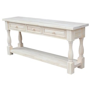 Tuscan Console Table - Unfinished - International Concepts: Solid Wood, Traditional Style, Parawood - 1 of 4