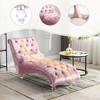 Okak Luxurious Velvet Button Tufted Chaise Lounge Chair with Transparent Feet,Comfy Upholstered Accent Chair for Bedroom,Living Room,Office - 3 of 4