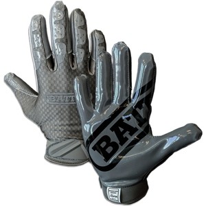 Battle Sports Youth TripleThreat UltraTack Football Gloves - Charcoal - 1 of 2