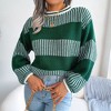 Coolmee Women's Fall Sweaters Casual Colorblock Knit Long Sleeve Crewneck Pullover Tunic Tops - 2 of 4
