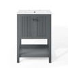 Modway Steam 24" Bathroom Vanity Cabinet – Grey Wall-Mount Cabinet with White Sink Basin, Modern Minimalist Style - 4 of 4