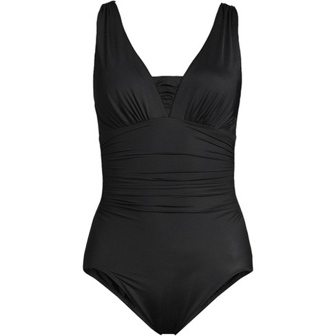 Lands' End Women's Slendersuit Grecian Tummy Control Chlorine Resistant One  Piece Swimsuit - 8 - Black : Target