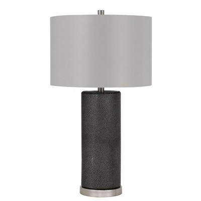 Cal Lighting 150W 3 Way Graham Ceramic Table lamp with hardback Drum Fabric Shade, Black (BO-2969TB)
