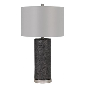 Cal Lighting 150W 3 Way Graham Ceramic Table lamp with hardback Drum Fabric Shade, Black (BO-2969TB) - 1 of 3