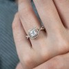 1 Carat Square Cut Moissanite Ring - Double Halo Ring - Cluster Ring - 18k Rose Gold Plated - 3 of 4