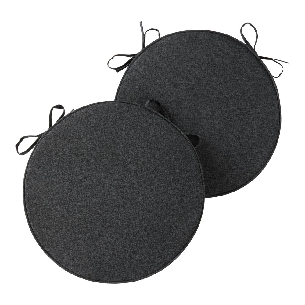 Photos - Pillow Kensington Garden 2pc 18" Round Outdoor Chair Cushions Carbon: Modern Styl