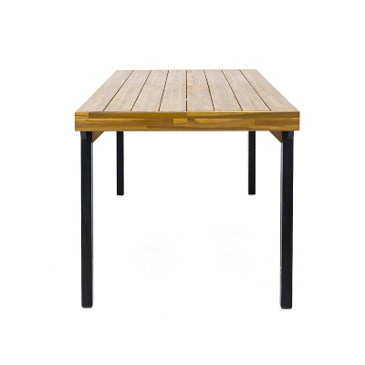 Harper 69" Teak and Black Acacia Wood Rectangular Dining Table