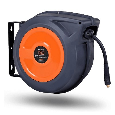 SuperHandy Mountable Retractable Air Hose Reel - 3/8" x 50'FT, 3' Ft Lead-In Hose, 1/4" MNPT Connections