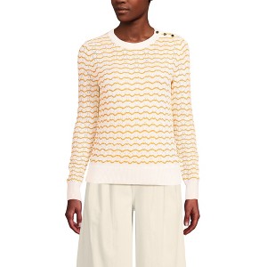 Lands' End Women's Cotton Viscose Button Shoulder Modern Crew Sweater - 1 of 4
