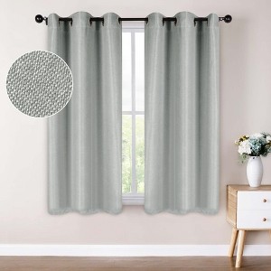 Modern Farmhouse Textured Room Darkening Semi-Blackout Curtains, Set of 2 by Blue Nile Mills - 1 of 4