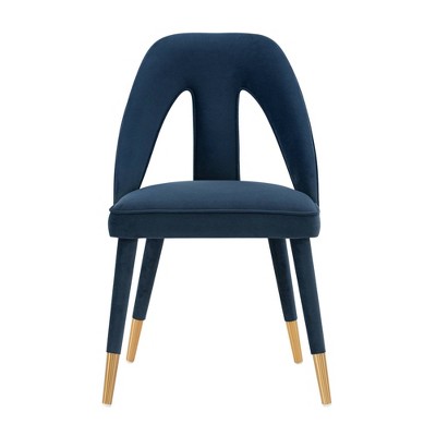 Neda Modern Velvet Upholstered Dining Chair Midnight Blue - Manhattan Comfort: Elm Wood, Gold Tips, No Assembly