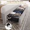 Vintage Velvet Upholstered Bed Frame with 2 Storage Drawers, Wooden Slats, Button Tufted Wingback Headboard, No Box Spring Required - 4 of 4