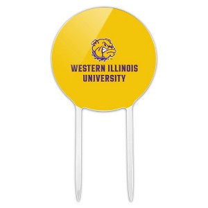 Western Illinois Secondary Logo  Acrylic Cake Topper Party Decoration for Wedding Anniversary Birthday Graduation - 1 of 4