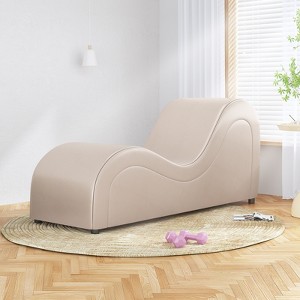 Mjkone Yoga Chair, Faux Leather Yoga Chaise with Padded Sponge - 1 of 4