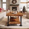 Lantine 47" Farmhouse Solid Wood Coffee Table, 2-Tier Rectangular Center Table, Low Cocktail Tea Furniture for Living Room - 4 of 4