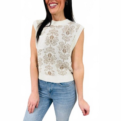 Women's Sleeveless Floral Sweater - LA MIEL