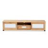 Gerhardine Wood 1 Drawer TV Stand for TVs up to 65" Oak Brown/Black - Baxton Studio: Media Storage, Sliding Glass Doors - 3 of 4