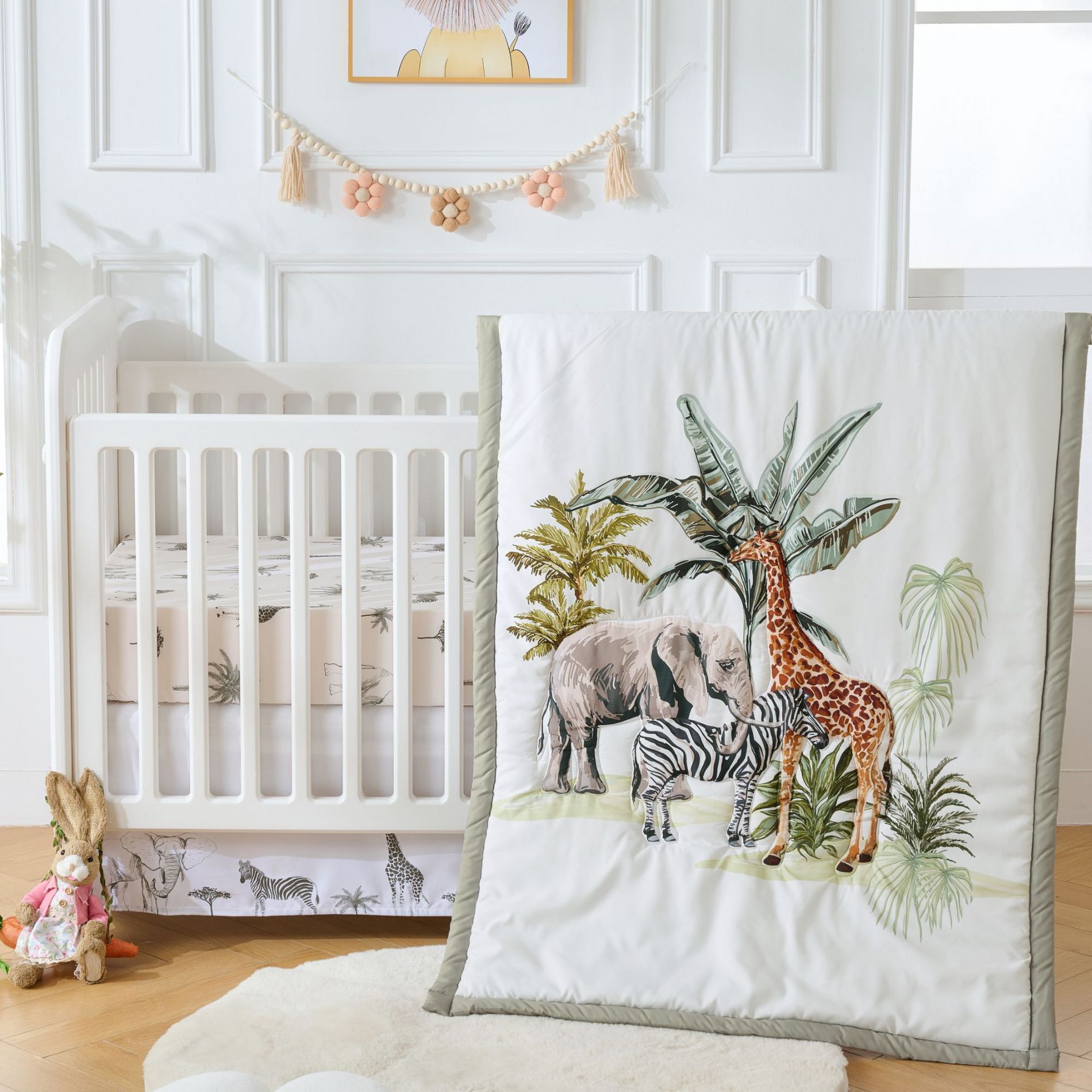 Wild Safari 4-Piece Nursery Baby Crib Bedding Set by Sweet Home Collection®