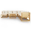 vidaXL Garden Lounge Set Cream Solid acacia wood, fabric (100% polyester) - 3 of 4