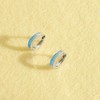 Girls' Chunky Simulated Opal Inlay Huggie Hoop Sterling Silver Earrings - In Season Jewelry - 4 of 4