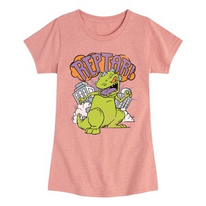 Girls' - Rugrats - Vintage Portrait Reptar Stomp Fitted Short Sleeve Graphic T-Shirt - 1 of 4