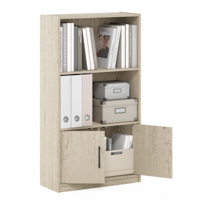 Metropolitan Pine 3-Tier Adjustable Bookshelf with Doors and Cubes