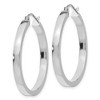 Black Bow Jewelry 3mm, 14k White Gold Polished Rectangle Tube Hoops, 30mm (1 1/8 Inch) - 2 of 4