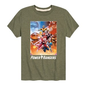Boys' - Power Rangers - Retro Comic Cover- Boy's Short Sleeve Tee Short Sleeve Graphic T-Shirt - 1 of 4