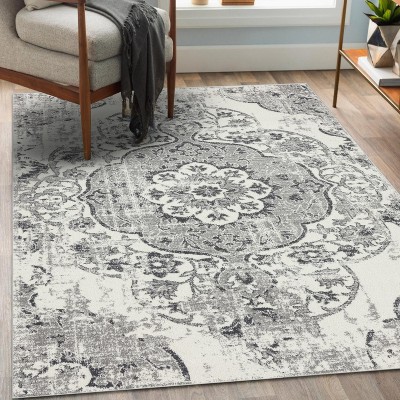 Luxe Weavers Ivory Floral Indoor Area Rug