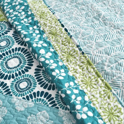 Lush Decor 3pc Full/Queen Bohemian Striped Reversible Oversized Quilt Bedding Set Blue/Green - Lush Décor — фото 5
