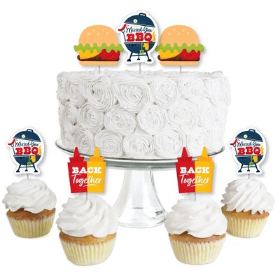 Big Dot of Happiness Missed You BBQ - Dessert Cupcake Toppers - Backyard Summer Picnic Party Clear Treat Picks - Set of 24