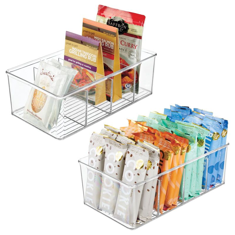 mDesign Plastic 4-Section Divided Kitchen or Pantry Organizer Bin, 1 of 9