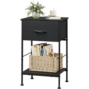 End Table with Fabric Storage Drawer, Bedside Furniture with Steel Frame, Side Table for Bedroom, Dorm, Easy Assembly - 1 of 4
