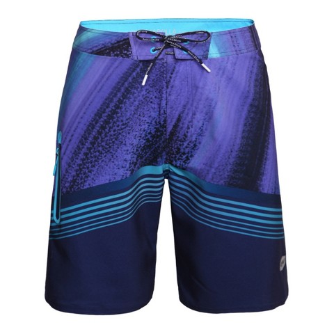Rokka&Rolla Men's 9" 4-Way Stretch Board Swim Shorts -Hawaiian Slush, size 45