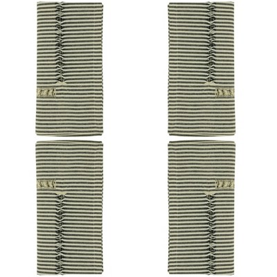 Black and White Stripe Hemstitch Cotton Table Napkins, Set of 4
