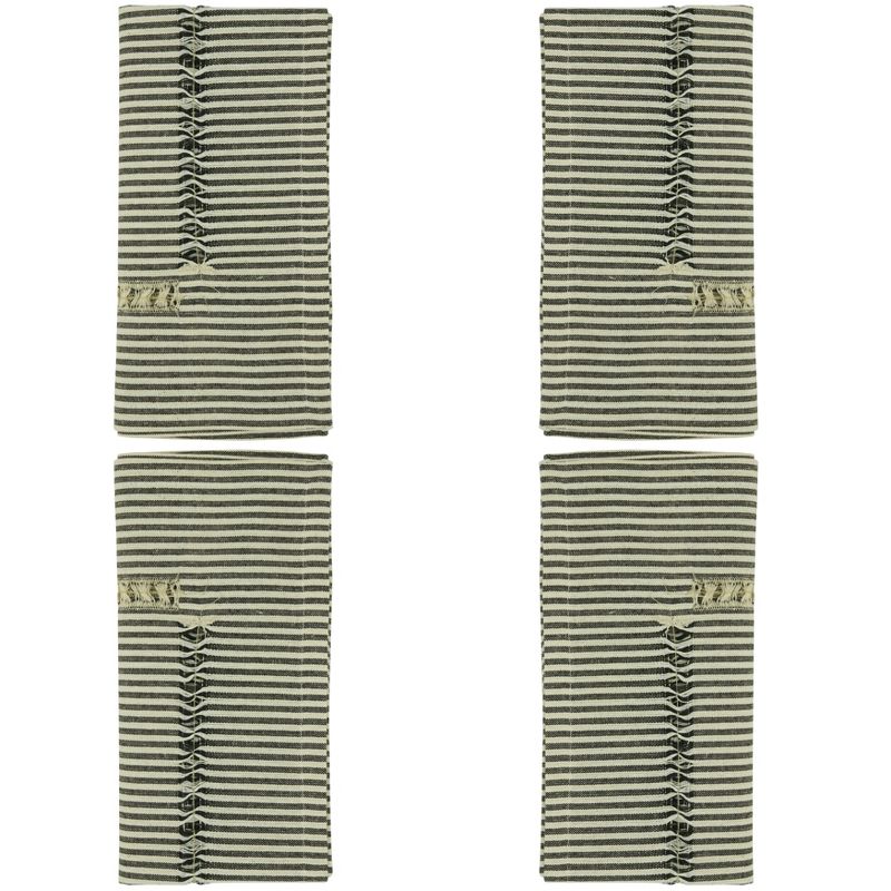 Saro Lifestyle Stripe Design Hemstitched Table Napkins (Set of 4), 3 of 5