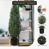 Set of 2 Potted, Faux Cedar Trees - Lifelike UV-Protected Topiary for Front Door Decor, Porch, Garden, and Entryway - Indoor/Outdoor - 4 of 4