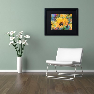 Richard Wallich Blue Sunflowers Framed Canvas Art in Black Frame