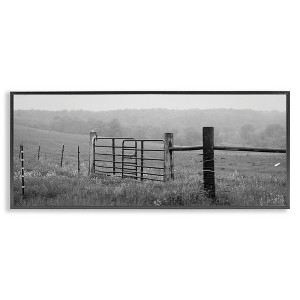 Stupell Industries Countryside Farmland Front Gate Framed Giclee Art, Black, 30" x 13" - 1 of 4