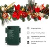 Pre-Lit 6 Feet Christmas Garland With 20 Lights, Lighted Battery Operated Xmas Garland with Faux Flower Balls Pine Cones Bow Gold Branches - 4 of 4