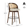 Upholstered Counter Height Bar Stools,Indoor Walnut Finish Rubber Wood Barstool,Rattan Back Barstool for Kitchen Dining Room-Coolbibila - 4 of 4