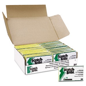 Scotch-Brite PROFESSIONAL Medium-Duty Scrubbing Sponge, 3.6 x 6.1, 0.7" Thick, Yellow/Green, 20/Carton - 1 of 3