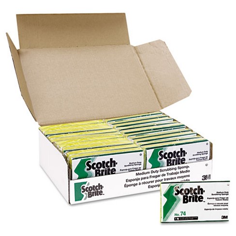 Scotch-Brite PROFESSIONAL Medium-Duty Scrubbing Sponge, 3.6 x 6.1, 0.7" Thick, Yellow/Green, 20/Carton - image 1 of 3