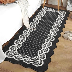 Washable Scalloped Area Rug, Modern Bordered Floor Mat, Non-Slip Non Shedding Soft Low Pile Indoor Accent Carpet for Living Room Bedroom Kitchen - 1 of 4